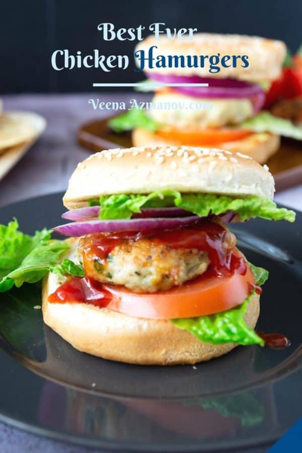 Pinterest image for chicken burgers.