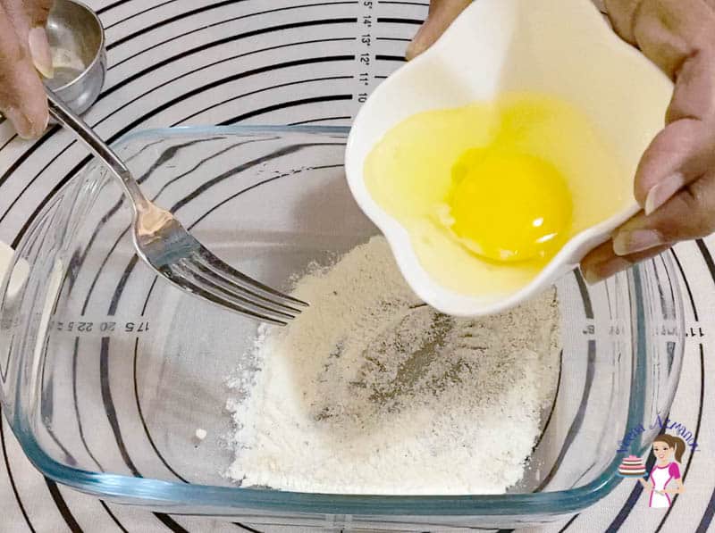 Combine egg mixture for the breaded chicken