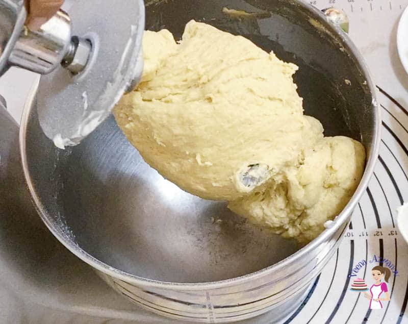 Knead the danish dough for two minutes in the stand mixer
