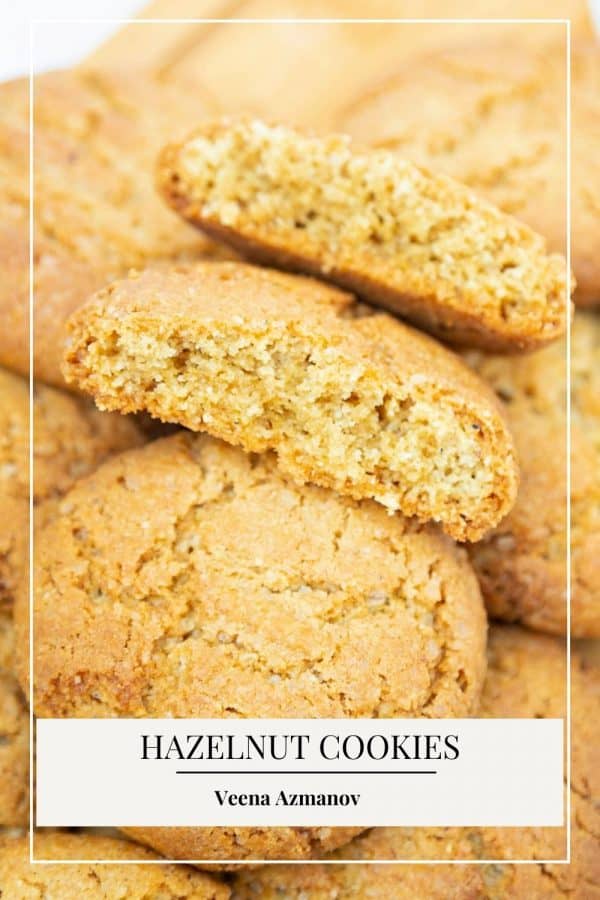 Pinterest image for cookies with ground hazelnuts.