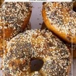 Pinterest image for bagels with everything bagel seasoning.
