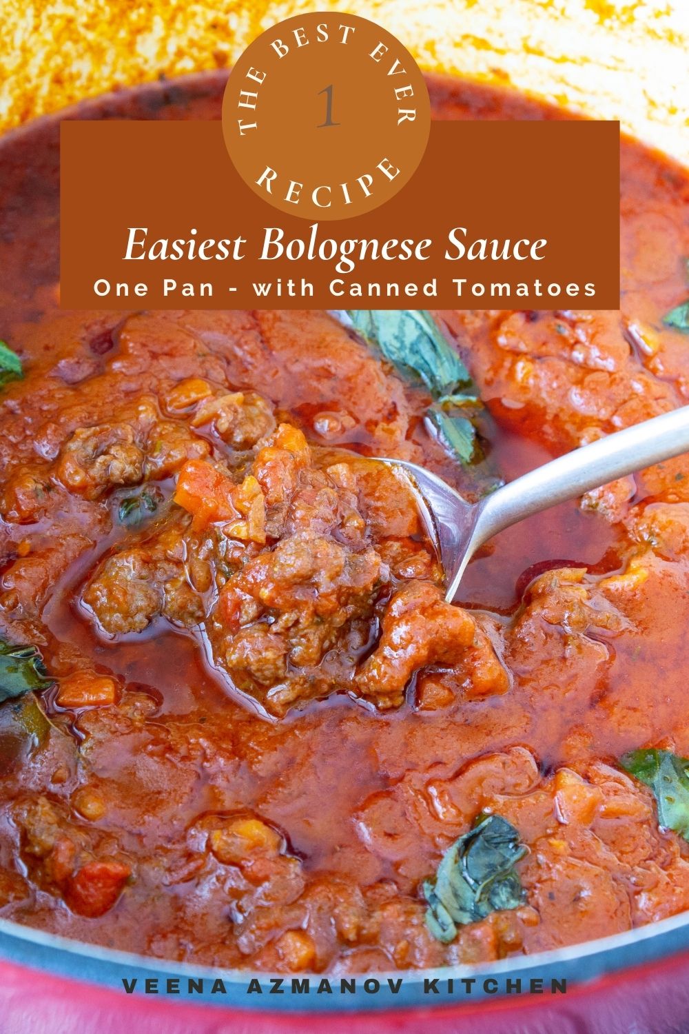 Pinterest image for making Homemade Bolognese Sauce from Scratch.