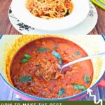 Pinterest image for making Homemade Bolognese Sauce from Scratch.