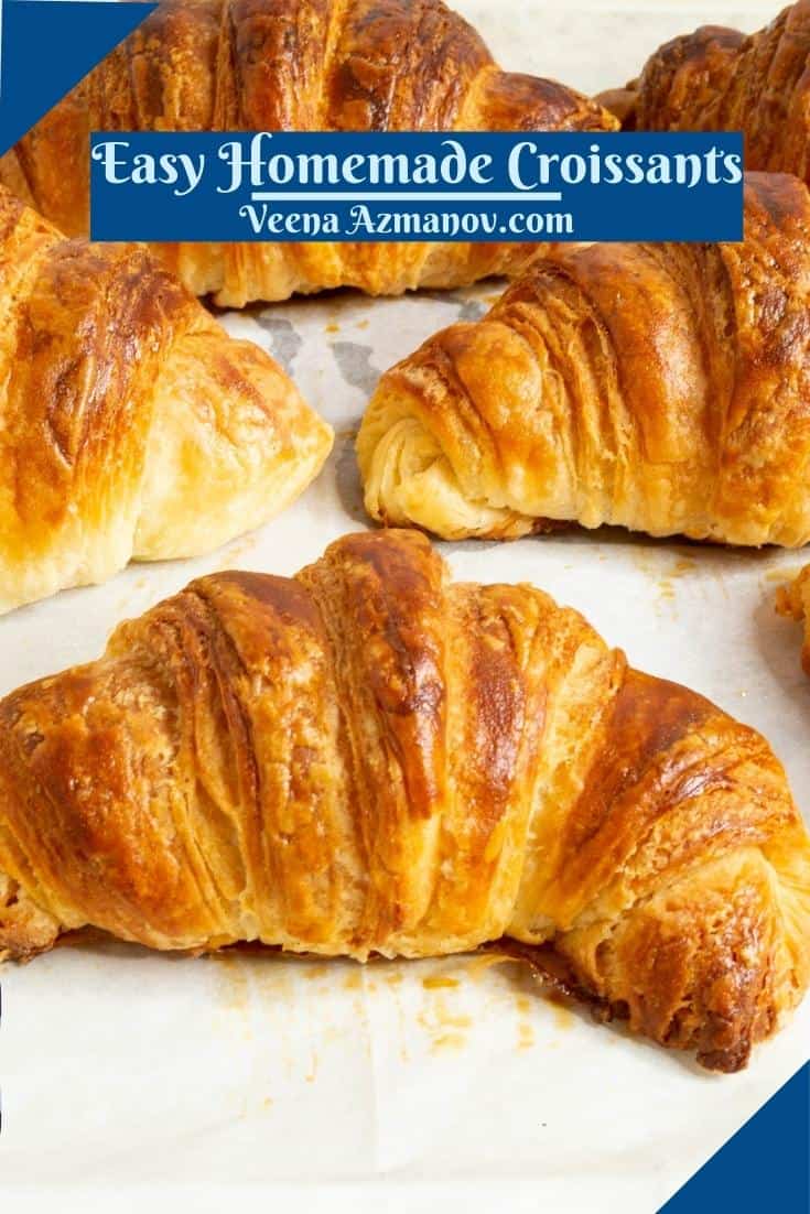 Pinterest image for homemade croissants.