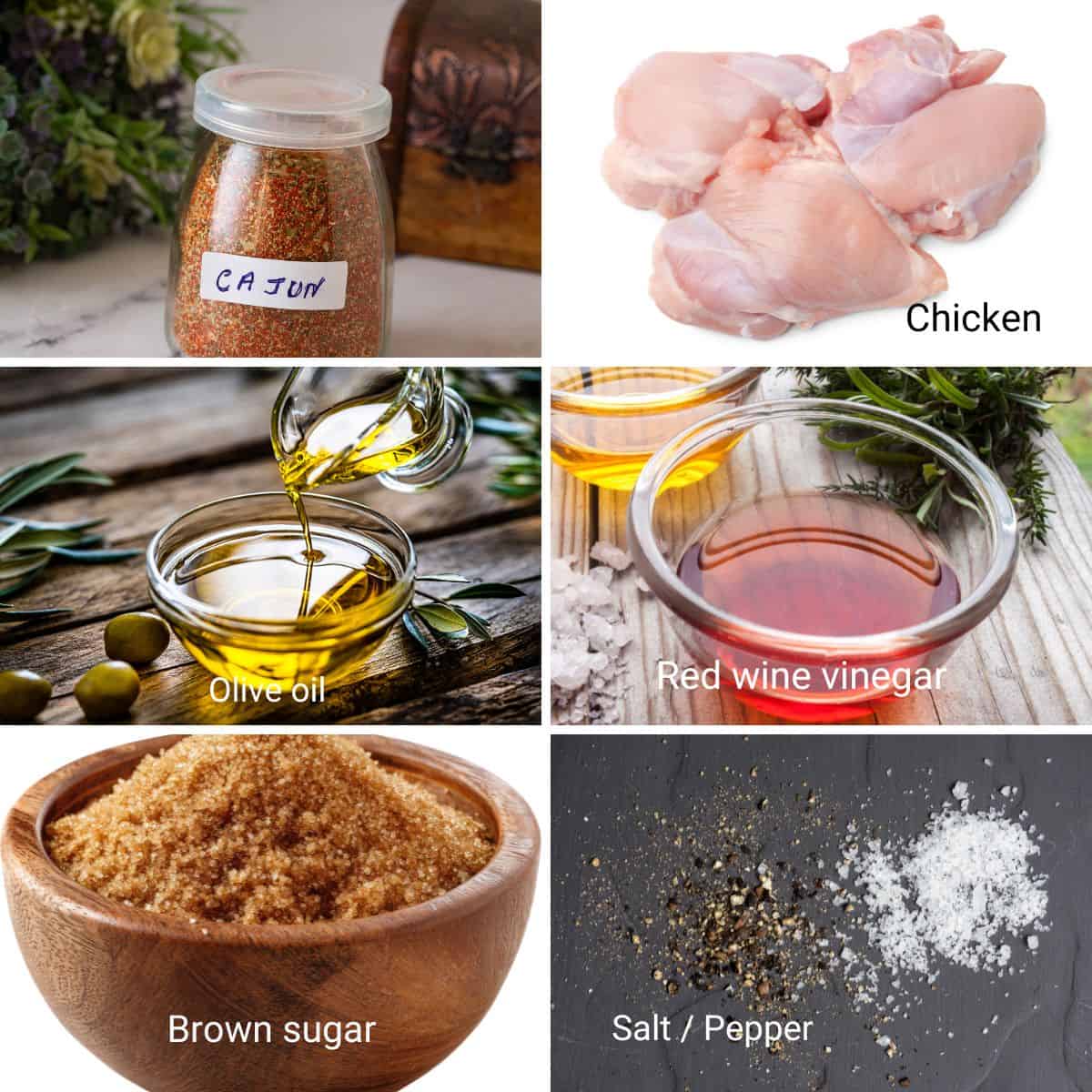 Ingredients for making cajun baked chicken.
