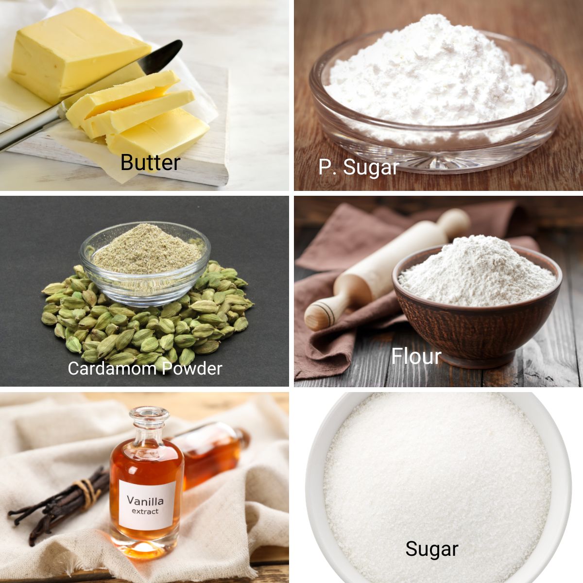 Ingredients for cardamom cookies.