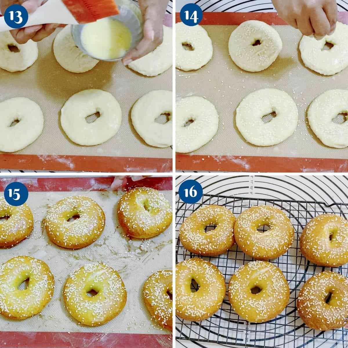 Progress pictures collage for sesame bagels.