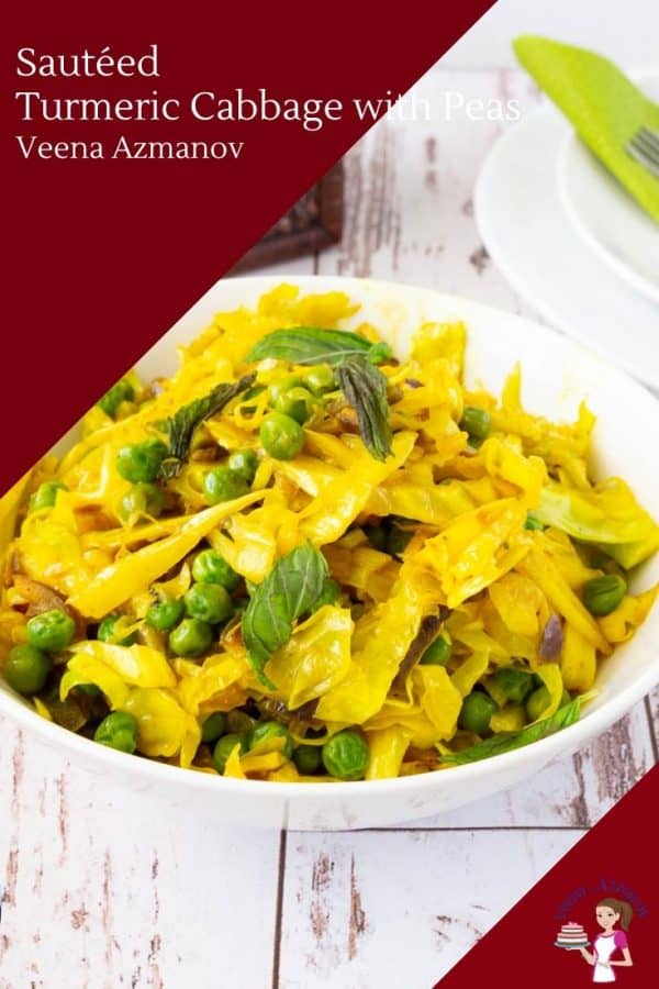 How to make Cabbage for a side dish with turmeric and peas