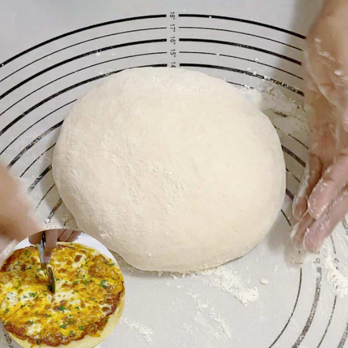 Shaping the pizza dough no-knead.