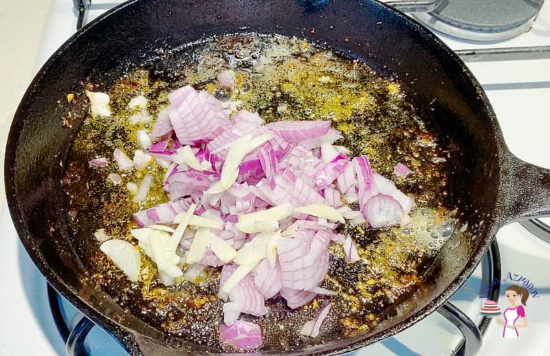 Saute the onions and garlic for 2 mins.