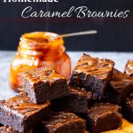 Pinterest image for Caramel Brownie Recipe.