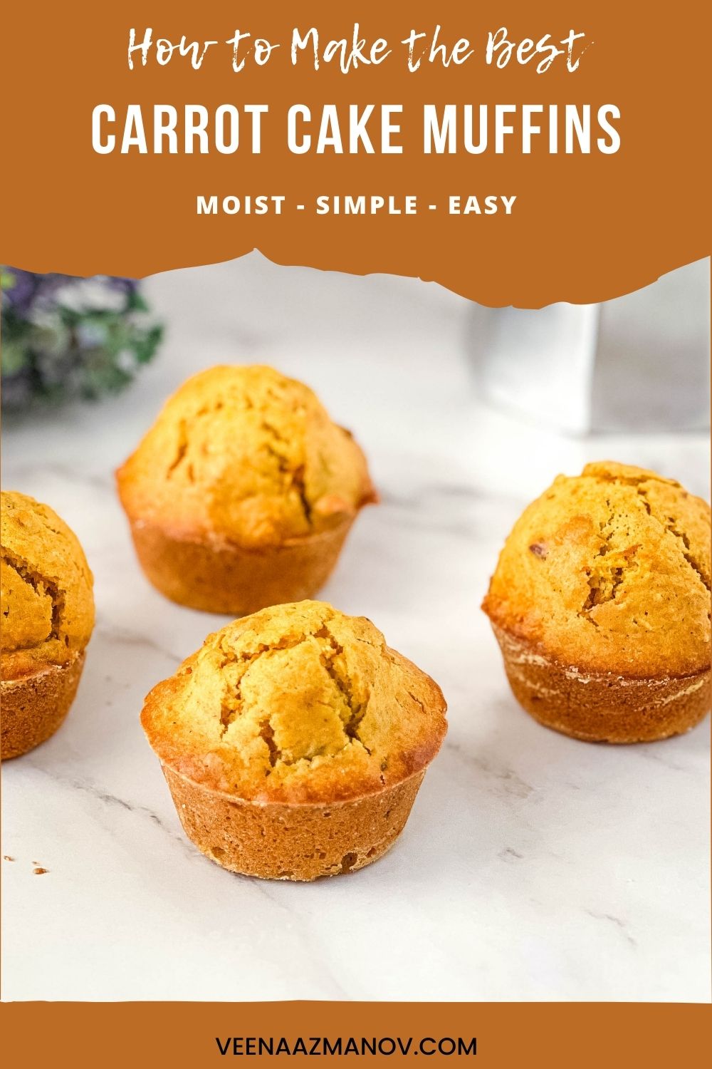 Pinterest image for carrot cake muffins recipe.
