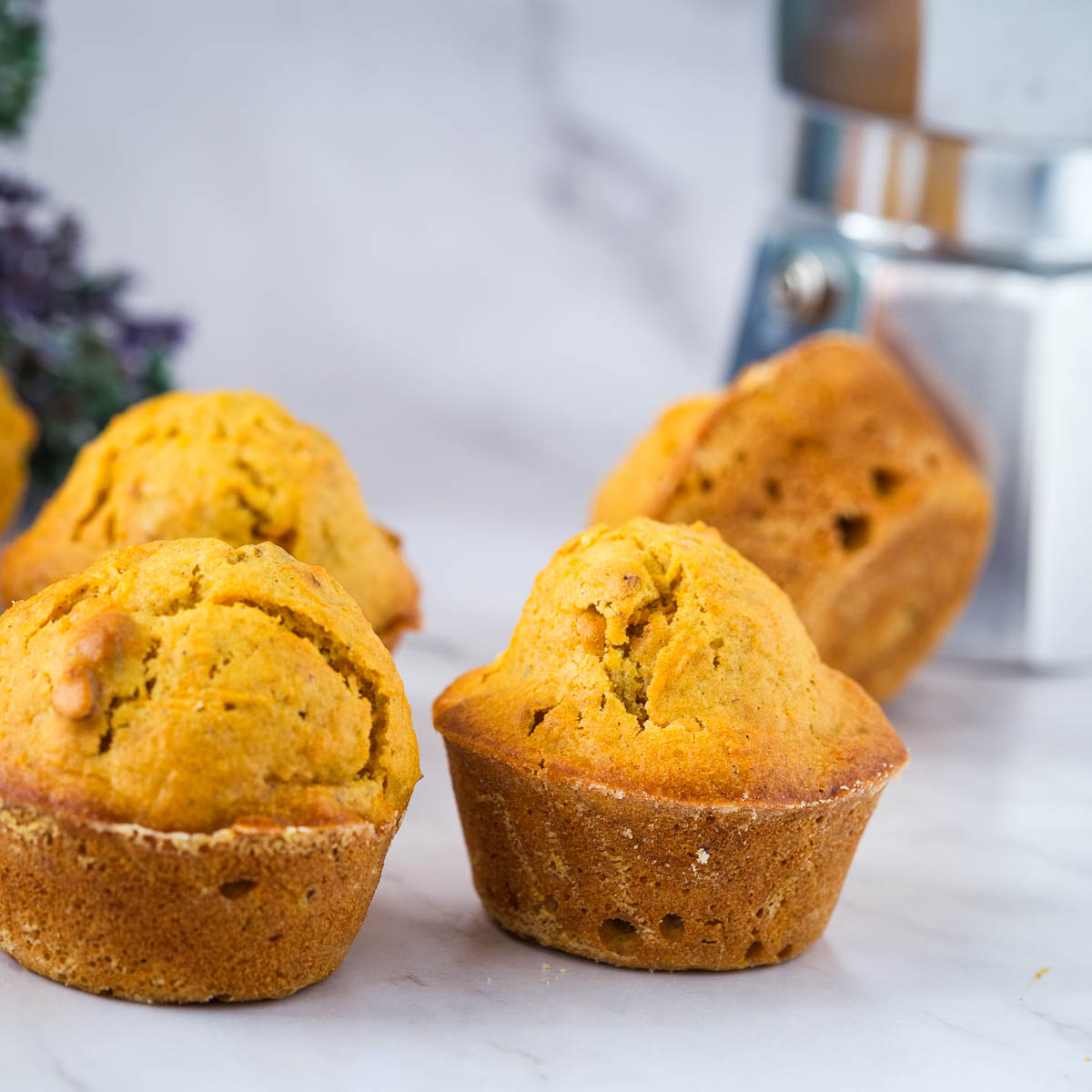 Baked carrot muffins on the table.