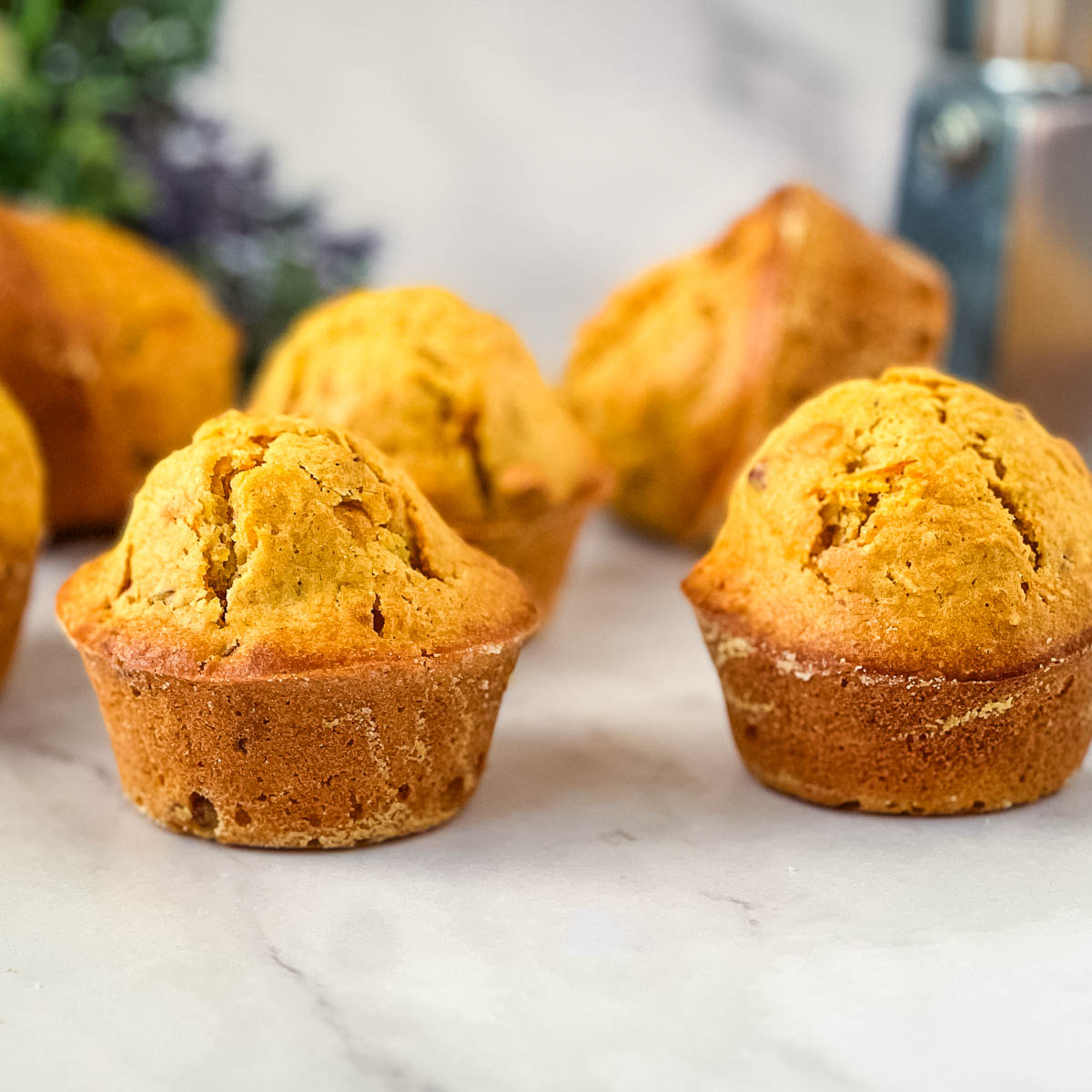 Baked carrot cake muffin on the table.