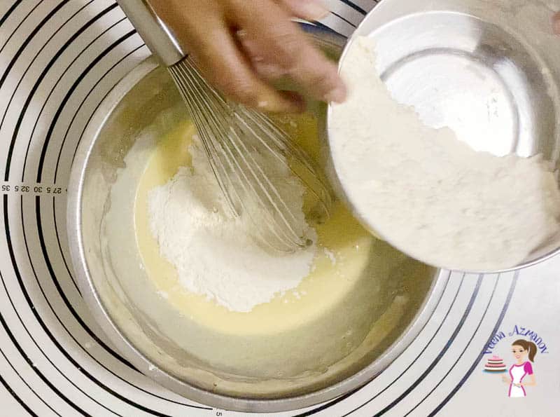 Add the flour to the coffee cake batter