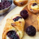 Pinterest image for danish pastry cylinders with cream cheese.