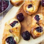 Pinterest image for danish pastry cylinders with cream cheese.