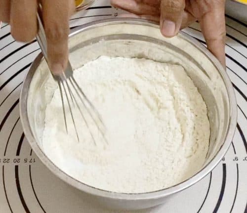 Combine dry ingredients for the cake with sprikles