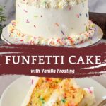Pinterest image for Funfetti Cake with Vanilla Frosting.