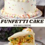 Pinterest image for Funfetti Cake with Vanilla Frosting.