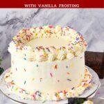 Pinterest image for Funfetti Cake with Vanilla Frosting.