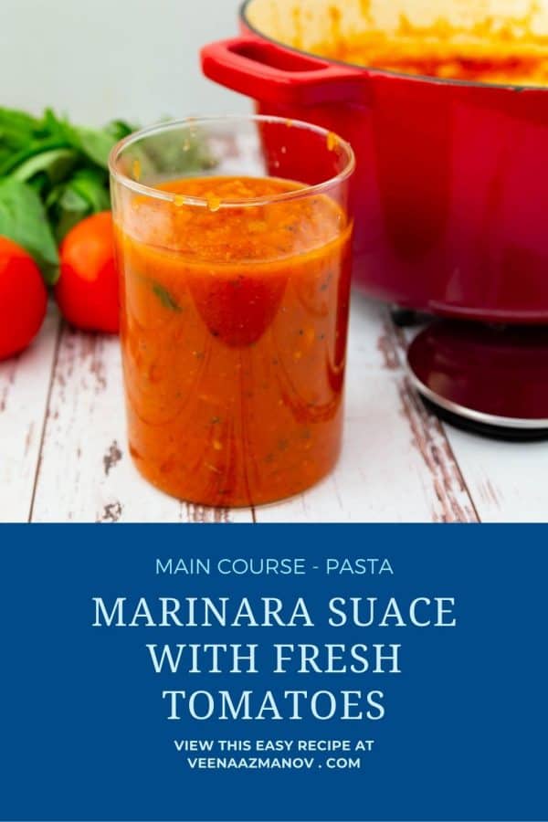 Pinterest image for marinara Italian Sauce with fresh tomatoes.