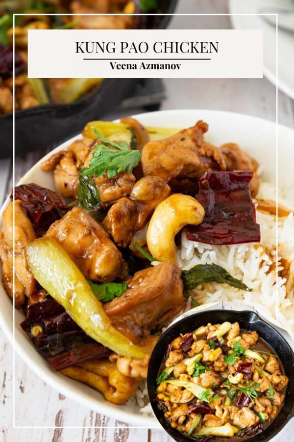 Pinterest image for kung pao chicken.