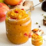A jar of mango chutney.