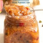 Pinterest image for peach chutney.