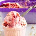 Pinterest image for no churn ice cream with pavlova and raspberries.