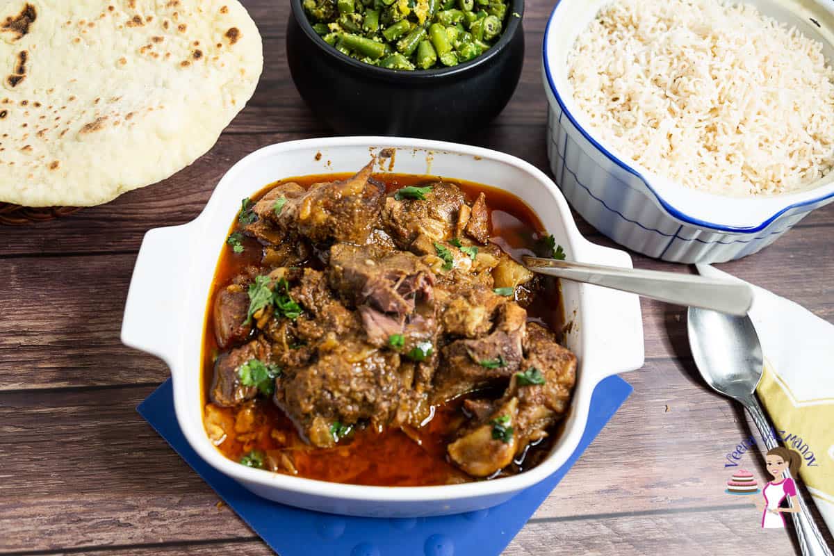 Lamb curry in a serving bowl.