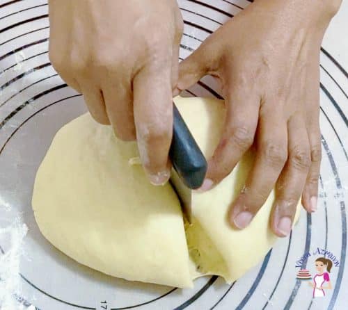 Divide the crescent dough into two