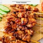 Pinterest image for Asian skewer chicken recipe.