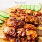 Pinterest image for Asian skewer chicken recipe.