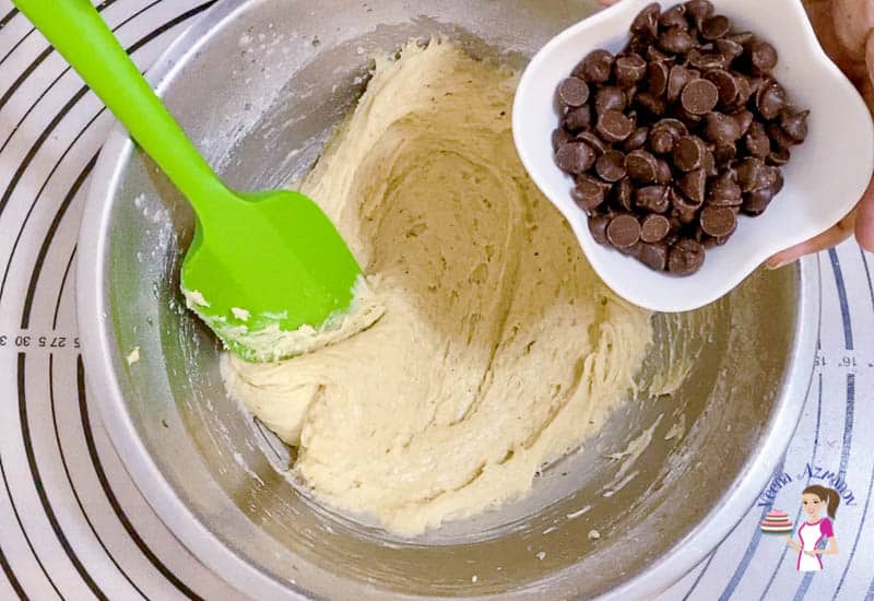 Add the chocolate chips to the muffin batter