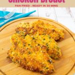 Pinterest image for pan-fried chicken breast.