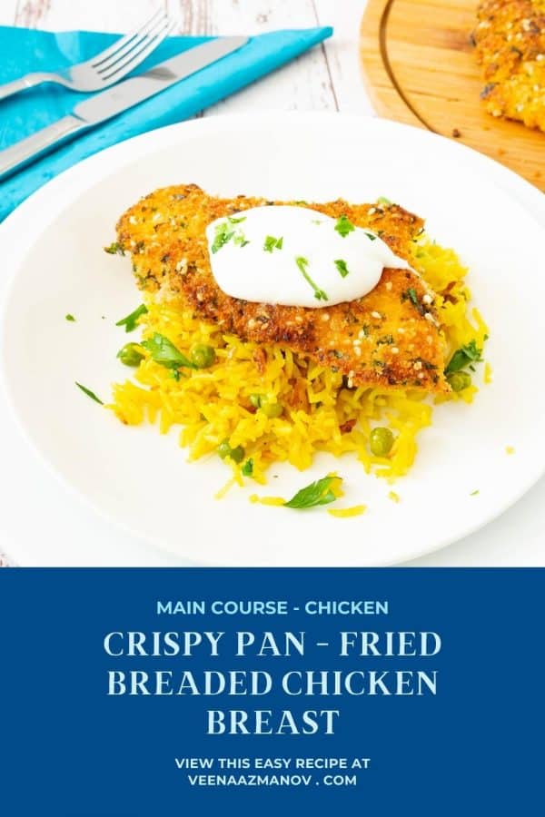 Pinterest image for chicken breast pan fried.