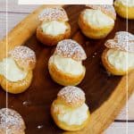 Pinterest image for cheesecake cream puffs.