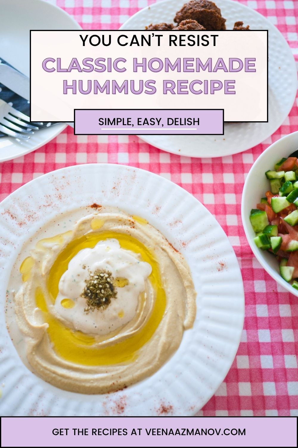 Pinterest image for Authentic Hummus Recipe.