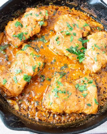 creamy paprika chicken tenders in a skillet.