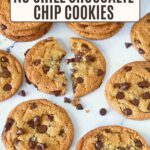 Pinterest image for quick 30 mins no chill everyday chocolate chip cookies.