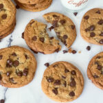 Chocolate chip cookies on the table.