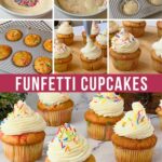 Pinterest image for Funfetti Cupcakes with Vanilla Frosting.