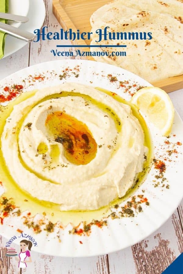 Pinterest image for healthy homemade hummus.