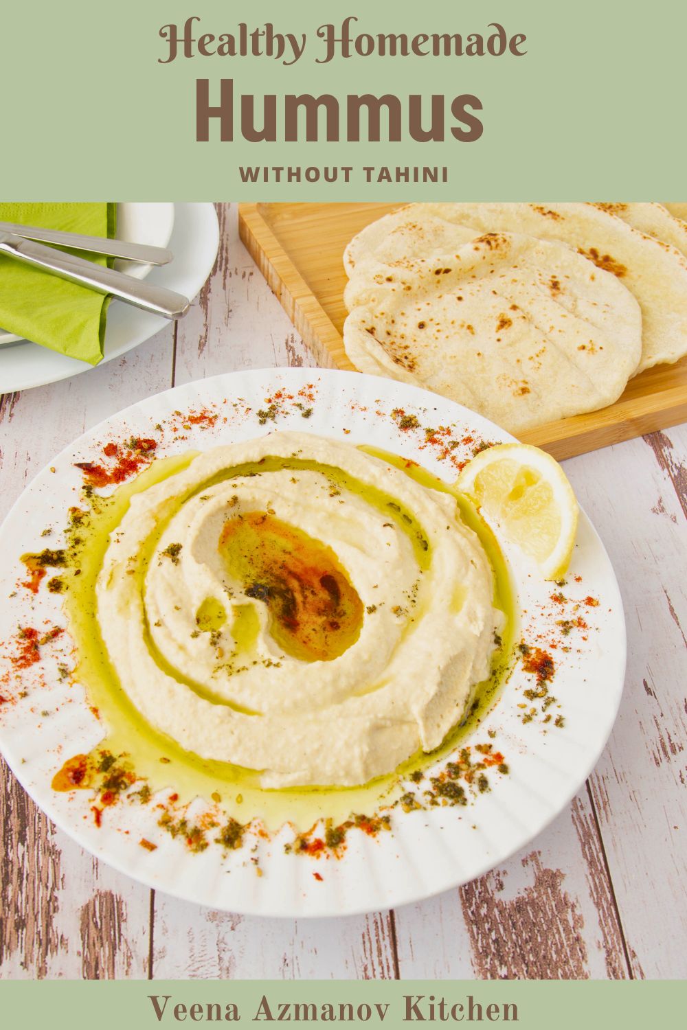 Pinterest image for Healthy Hummus without Tahini.