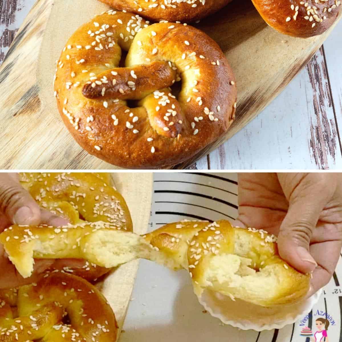 Progress pictures collage for pretzels.