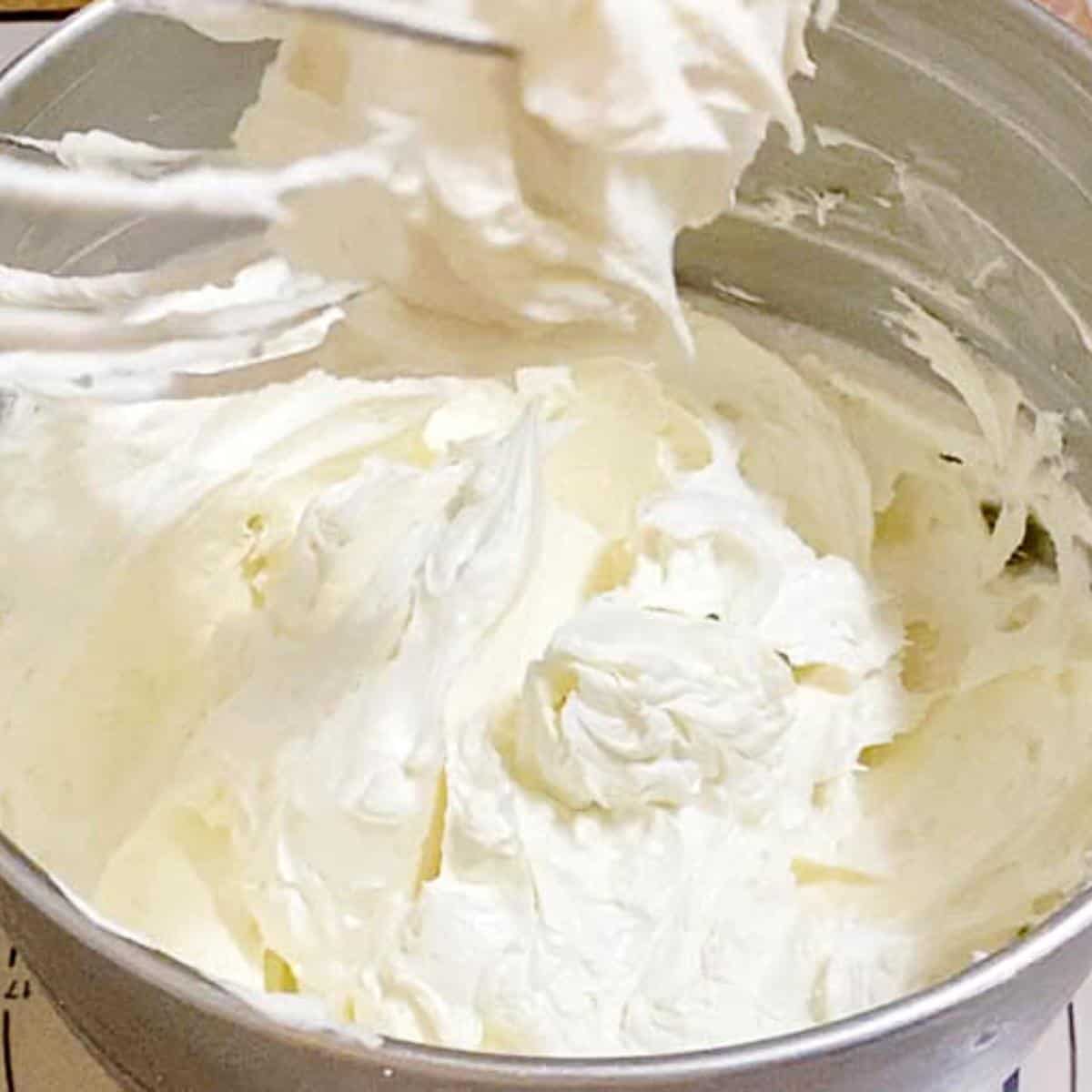 Whipping Ermine frosting in a stand mixer.