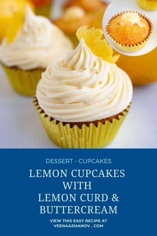Pinterest image for lemon cupcakes.