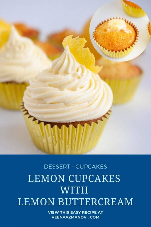 Pinterest image for lemon cupcakes.