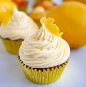 A frosted lemon cupcake.